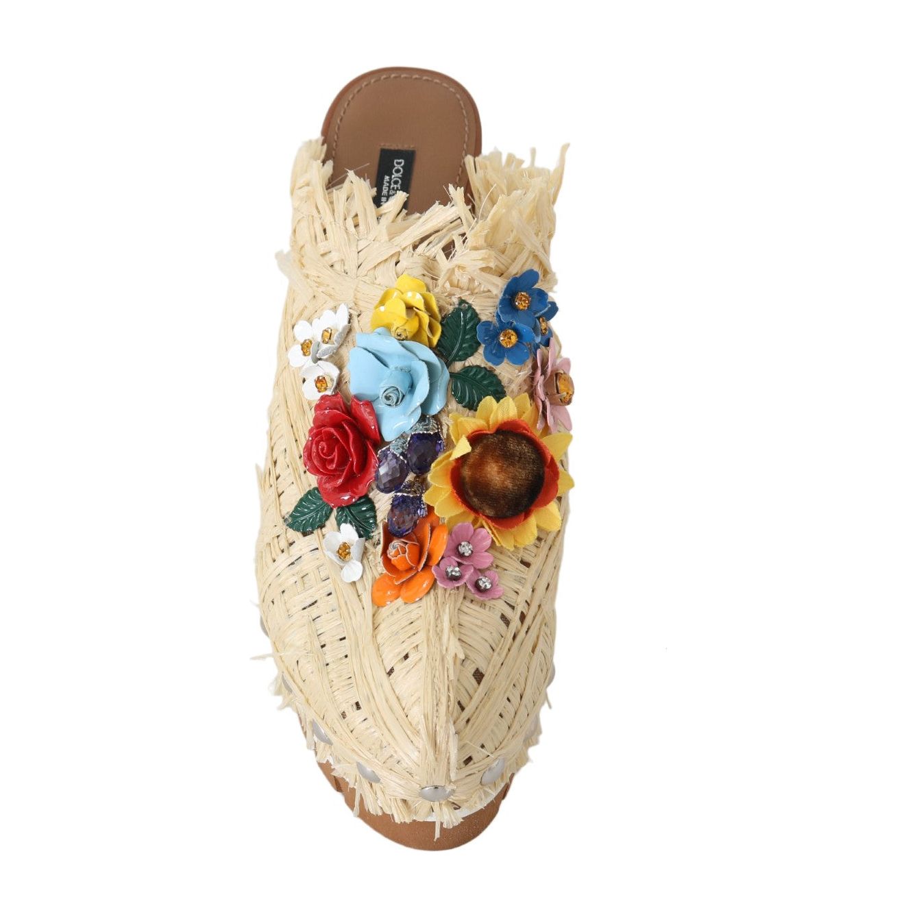 Dolce & Gabbana | Chic Embellished Wooden Slides| McRichard Designer Brands   
