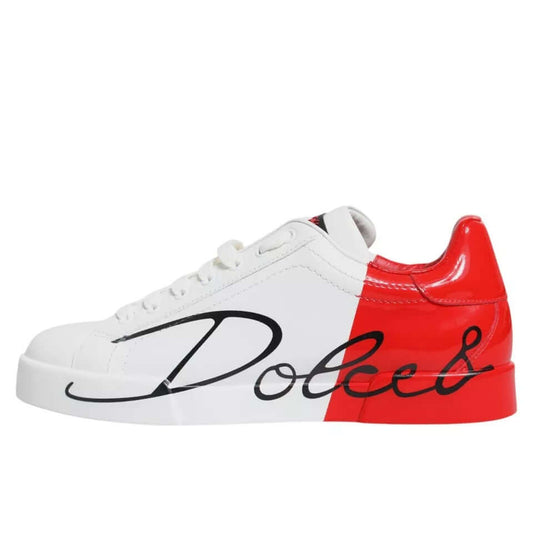 Dolce & Gabbana White Red Portofino Low Top Sneakers Shoes Dolce & Gabbana
