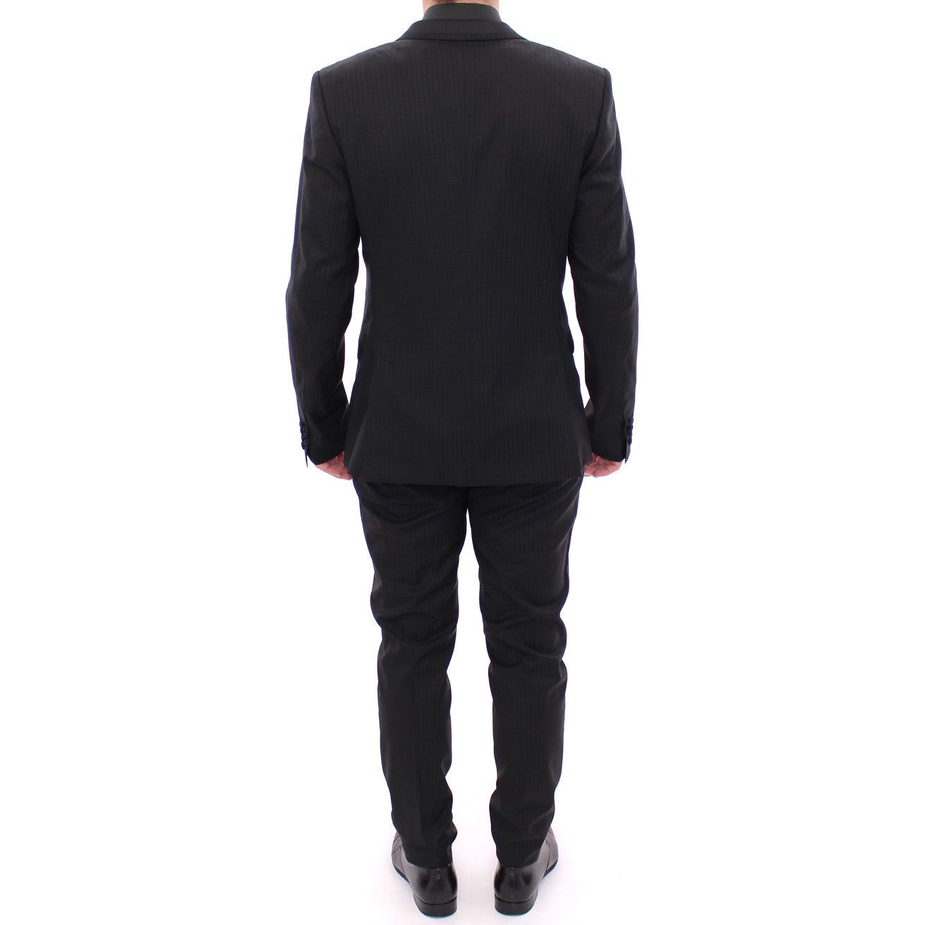 Dolce & Gabbana Elegant Black Striped Wool-Silk Blend Suit black-striped-double-breasted-slim-fit-suit