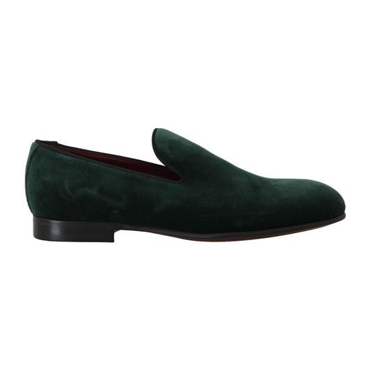 Elegant Green Suede Slip-On Loafers