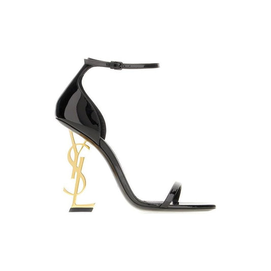 Saint Laurent | Black Calf Leather Opyum Sandals| McRichard Designer Brands   