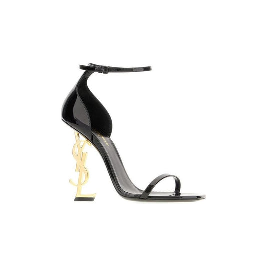 Saint Laurent | Black Calf Leather Opyum Sandals| McRichard Designer Brands   