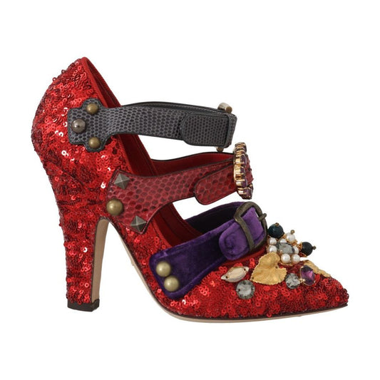 Red Bellucci Alta Moda Embellished Pumps