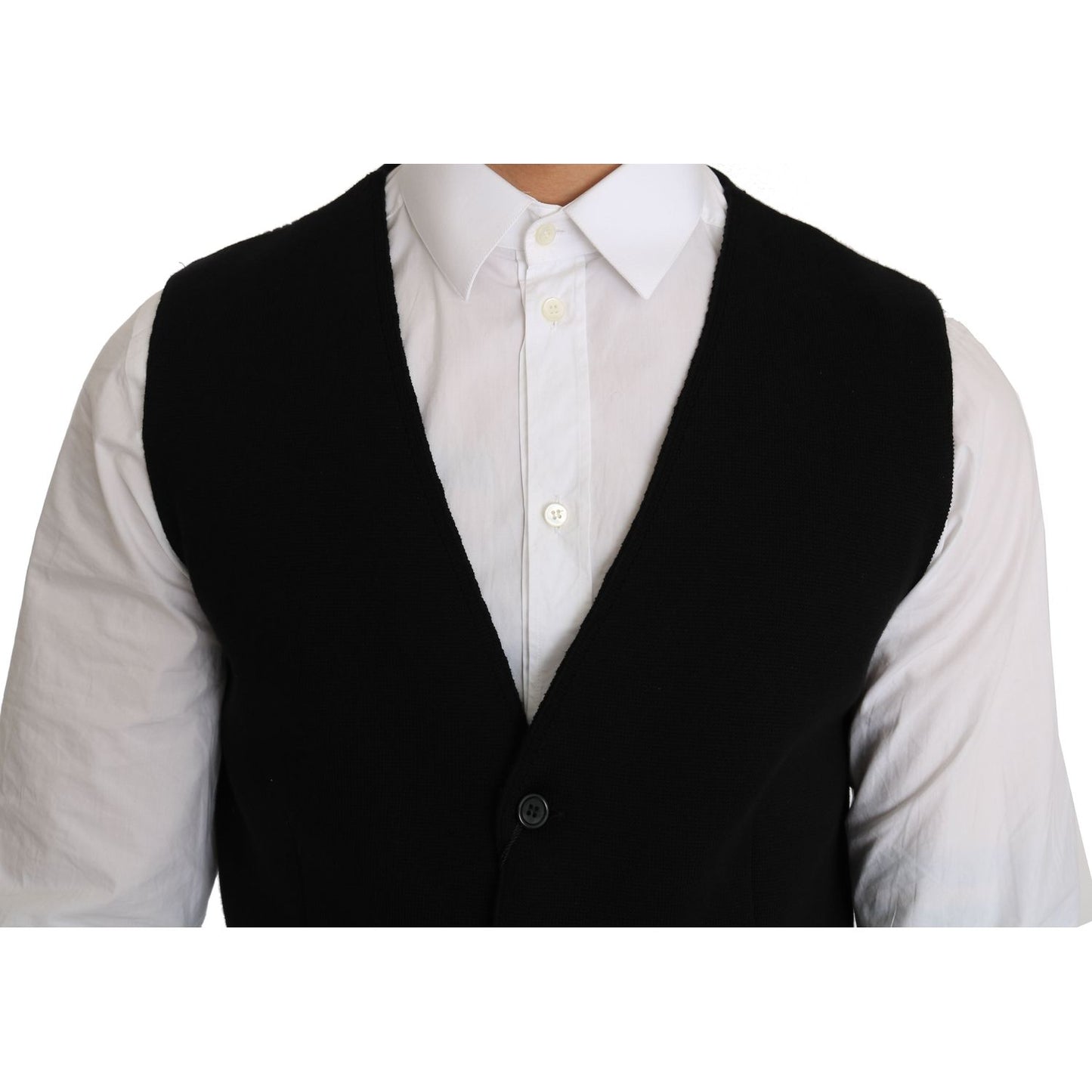 Sleek Black Cotton Formal Vest