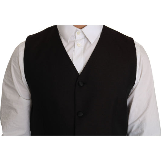 Elegant Black Silk Blend Formal Vest