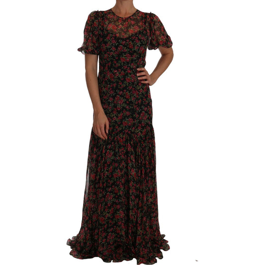 Elegant Floral A-Line Silk Dress