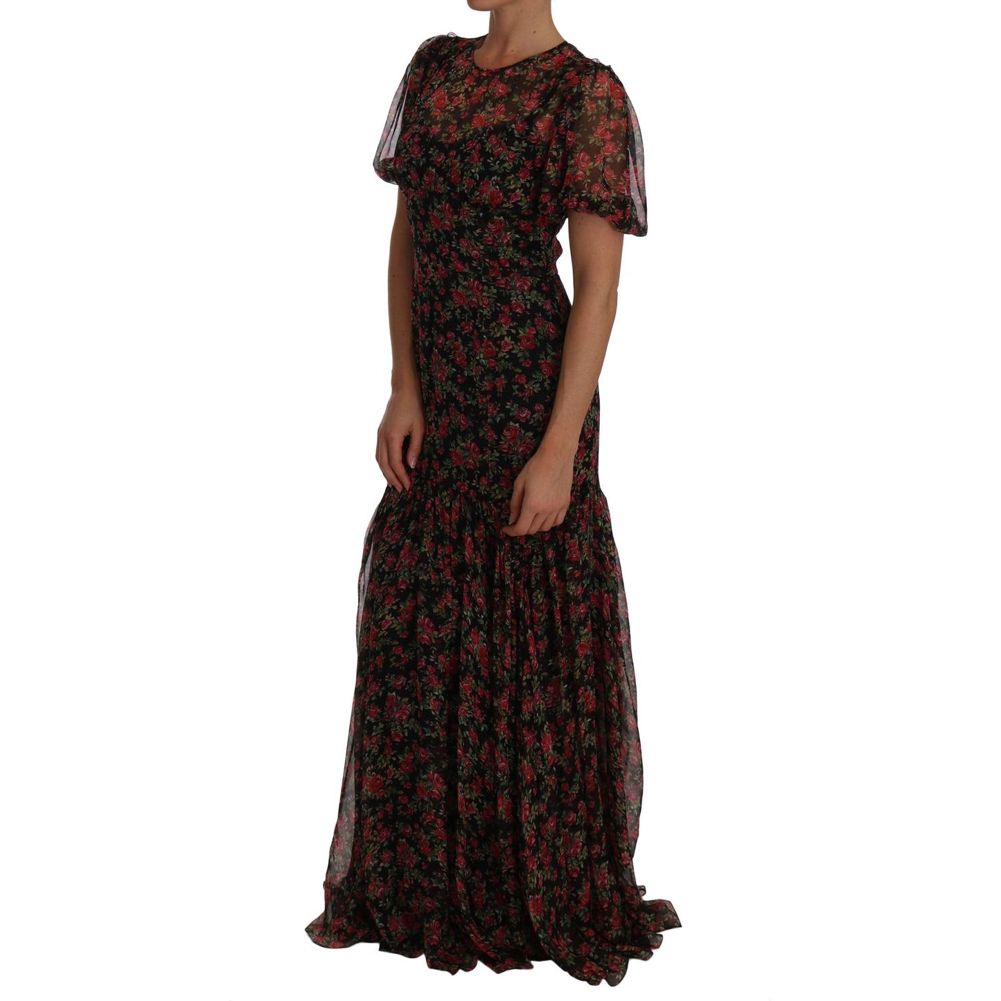 Elegant Floral A-Line Silk Dress