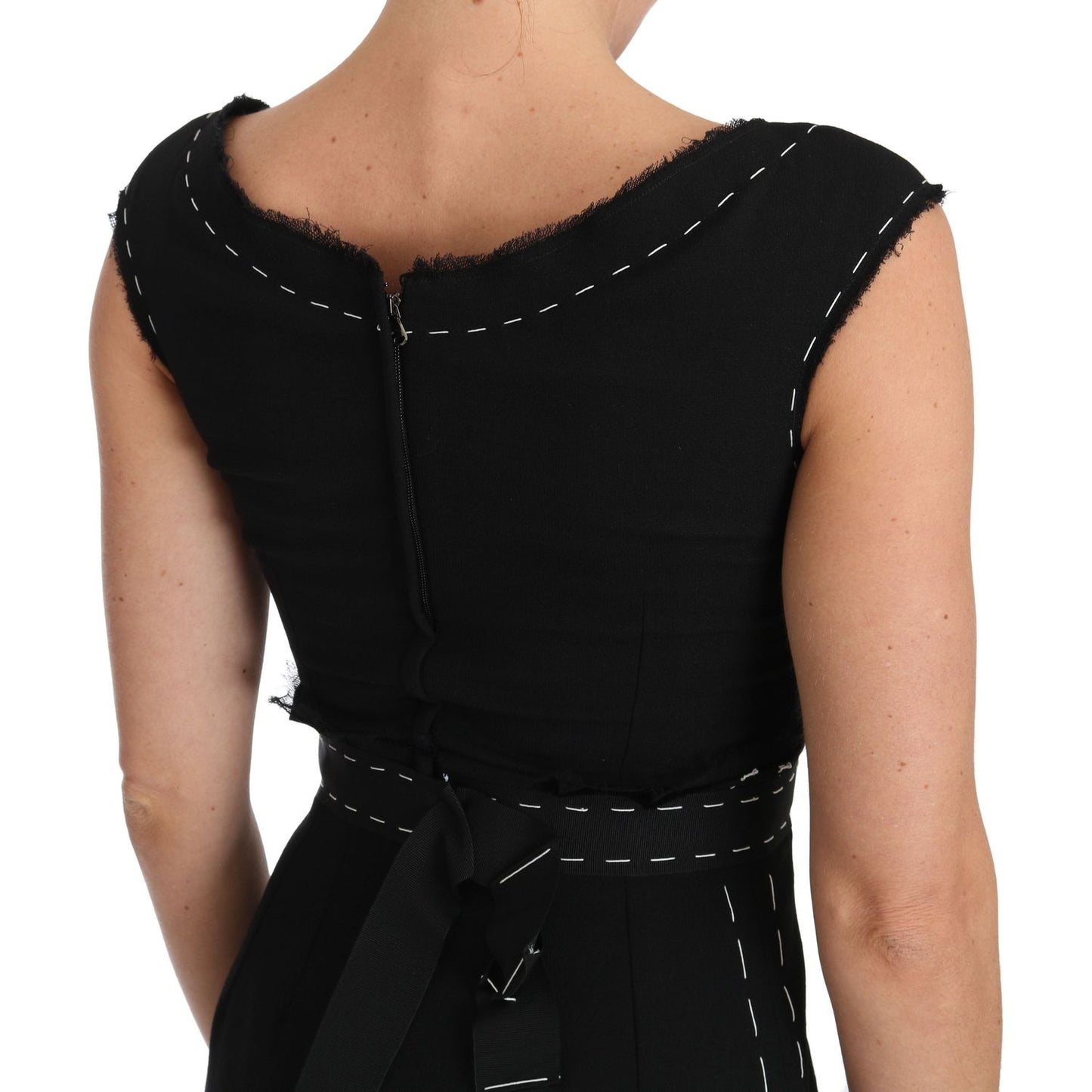 Elegant Black Sheath Wool Dress