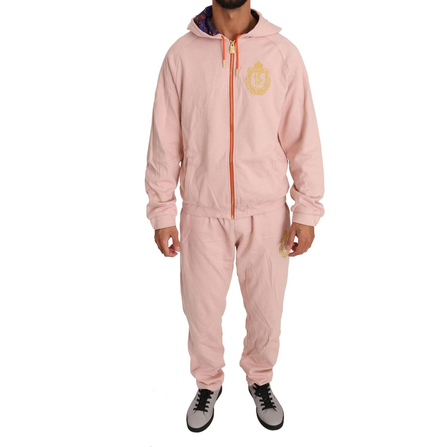 Elegant Pink Cotton Sweatsuit Luxury Comfort