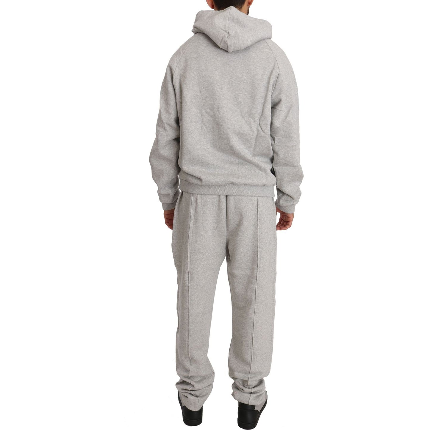 Elegant Gray Cotton Sweatsuit Ensemble