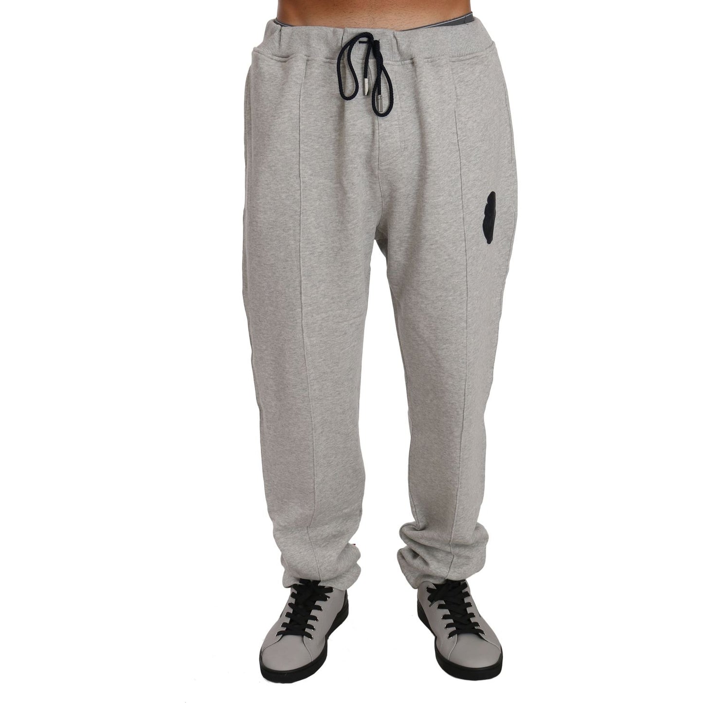 Elegant Gray Cotton Sweatsuit Ensemble