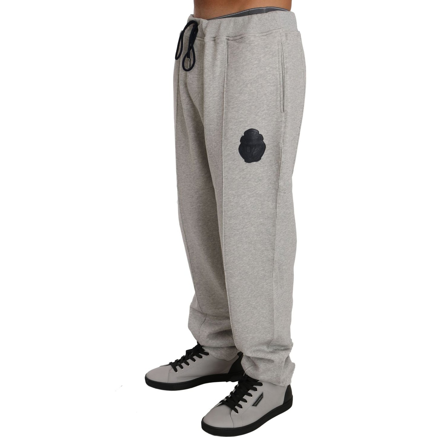 Elegant Gray Cotton Sweatsuit Ensemble