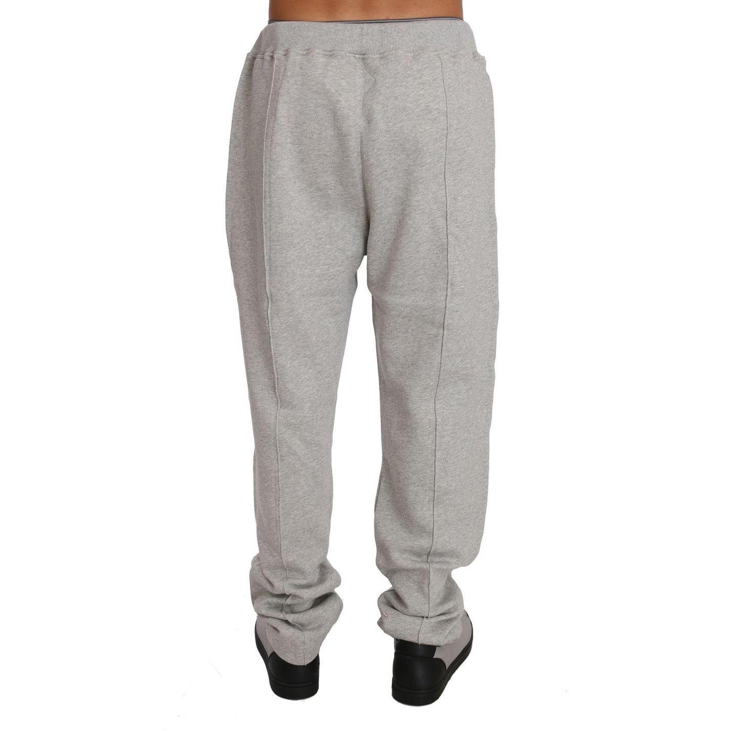 Elegant Gray Cotton Sweatsuit Ensemble