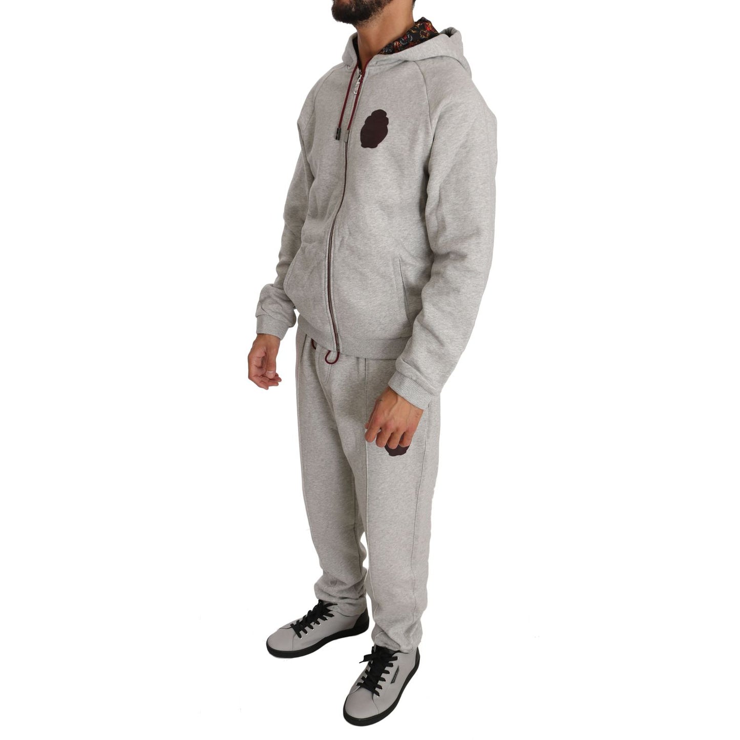 Elegant Gray Hooded Sweatsuit Ensemble