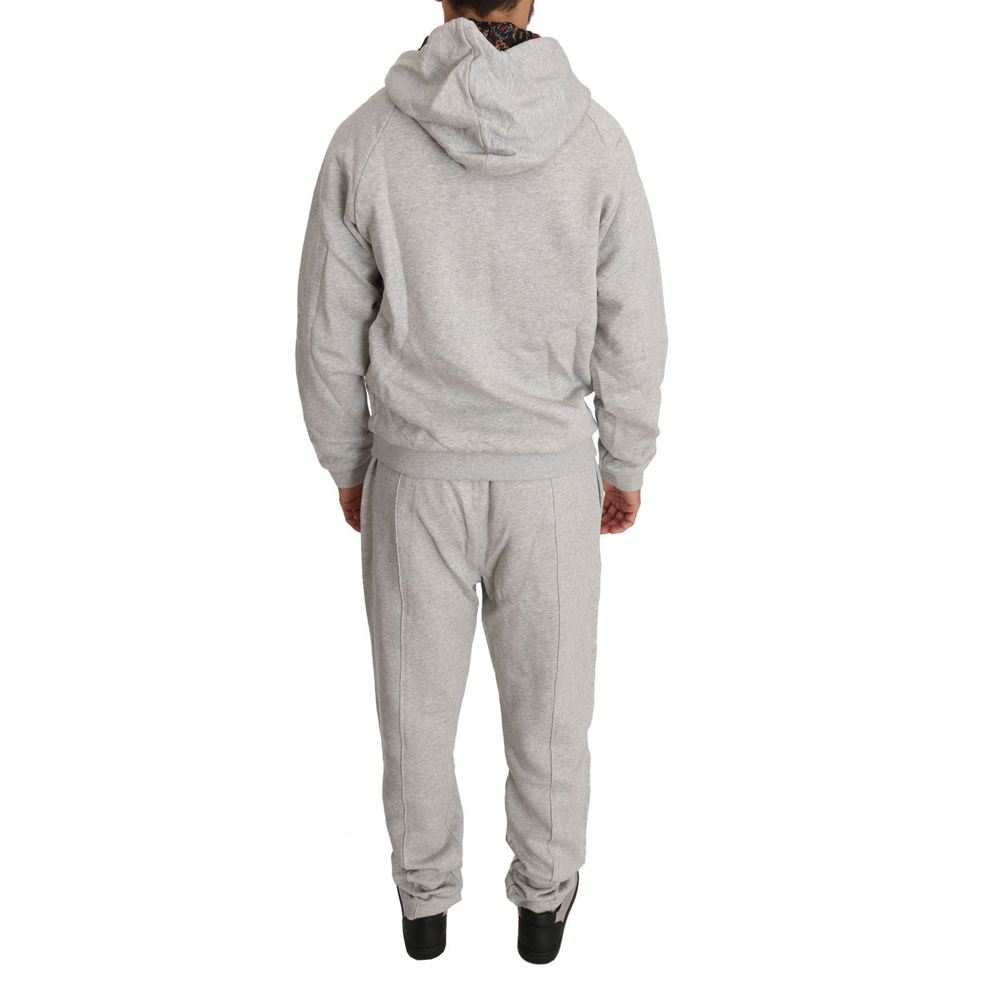 Elegant Gray Hooded Sweatsuit Ensemble