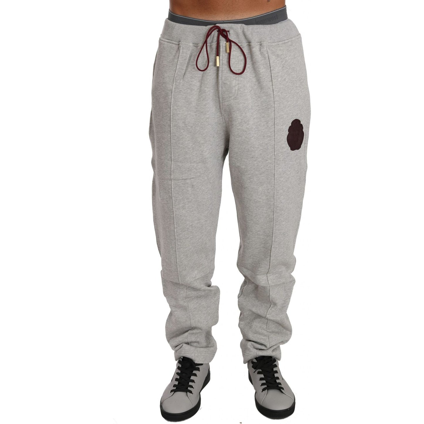 Elegant Gray Cotton Sweatsuit Ensemble