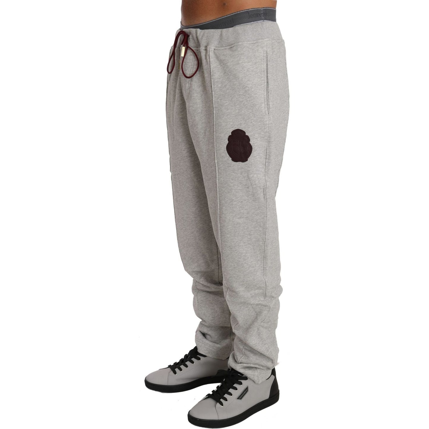 Elegant Gray Cotton Sweatsuit Ensemble