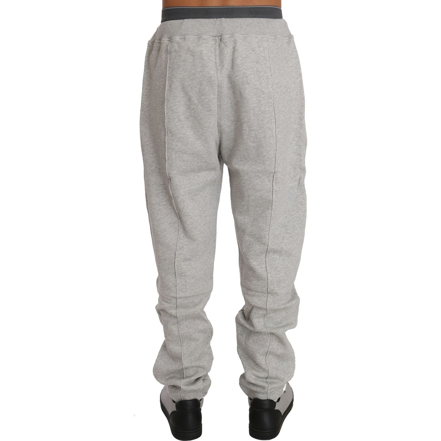 Elegant Gray Cotton Sweatsuit Ensemble