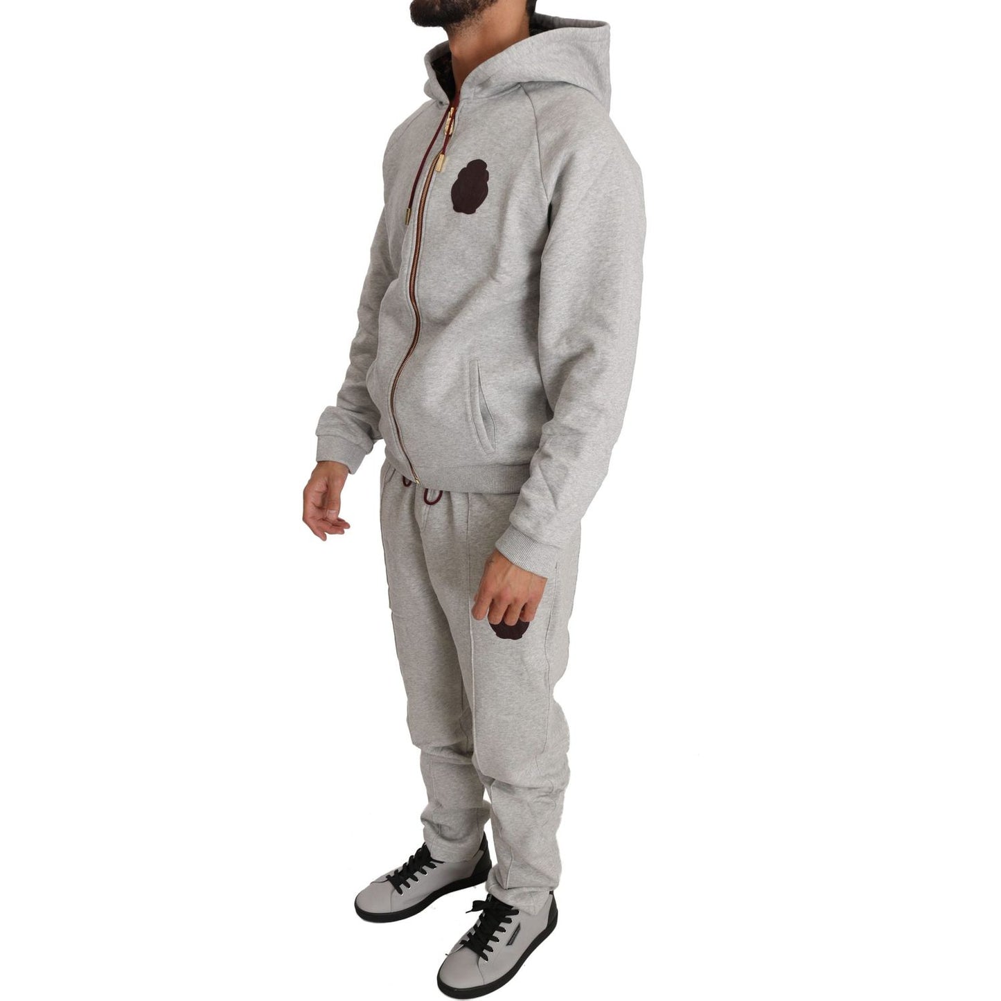 Elegant Gray Cotton Sweatsuit Ensemble