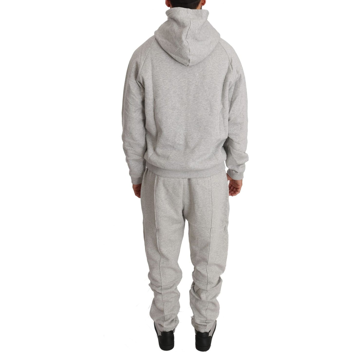 Elegant Gray Cotton Sweatsuit Ensemble