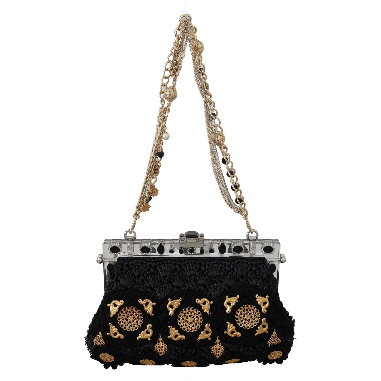 Black Tassel Gold Baroque Crystal Evening Clutch