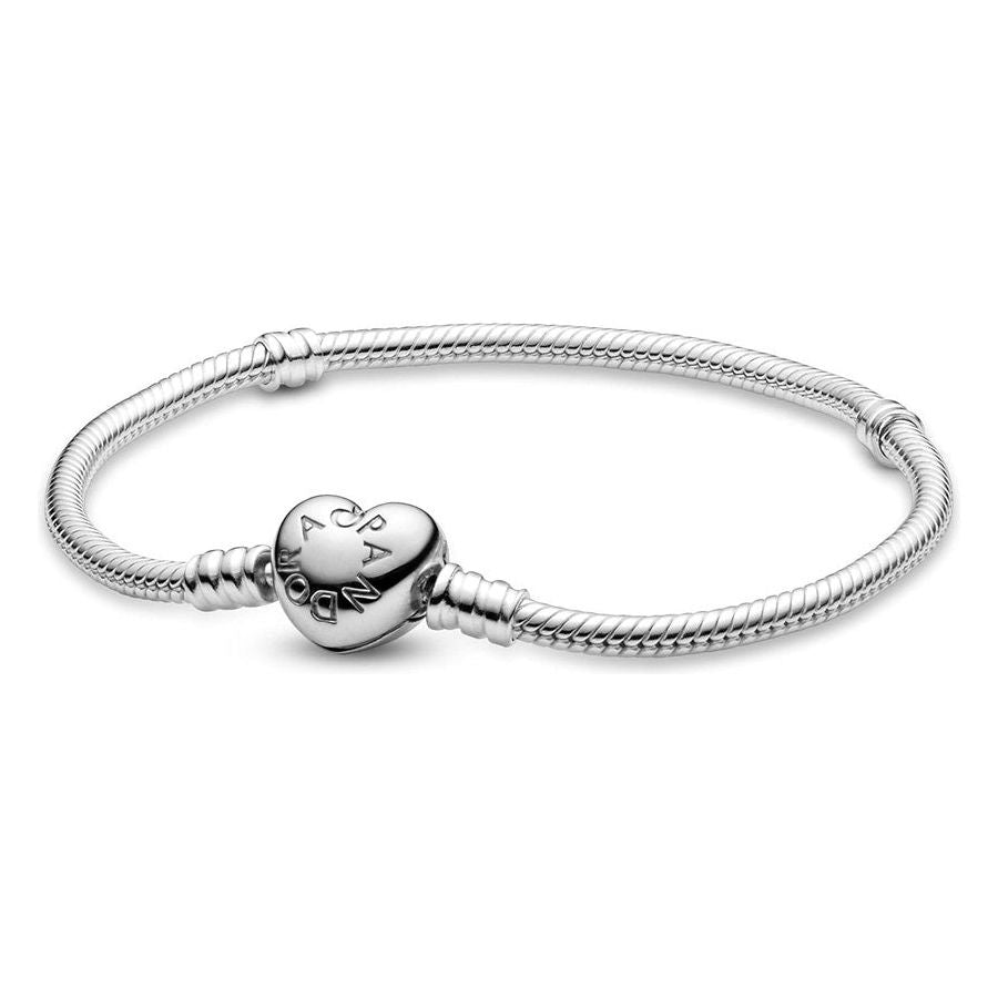 PANDORA MOMENTS COLLECTION Mod. HEART CLASP SNAKE CHAIN BRACELET - Size 19-0