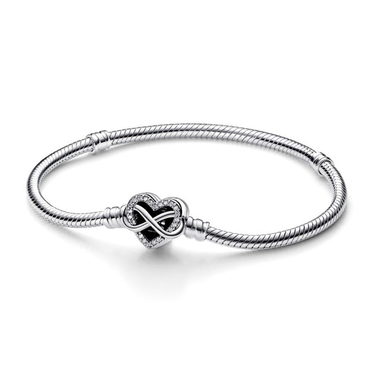 PANDORA Mod. SPARKLING INFINITY HEART CLASP SNAKE CHAIN BRACELET