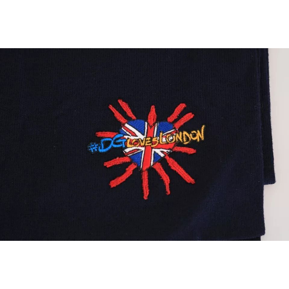 Dolce & Gabbana Blue Wool #DGLovesLondon Shawl Scarf