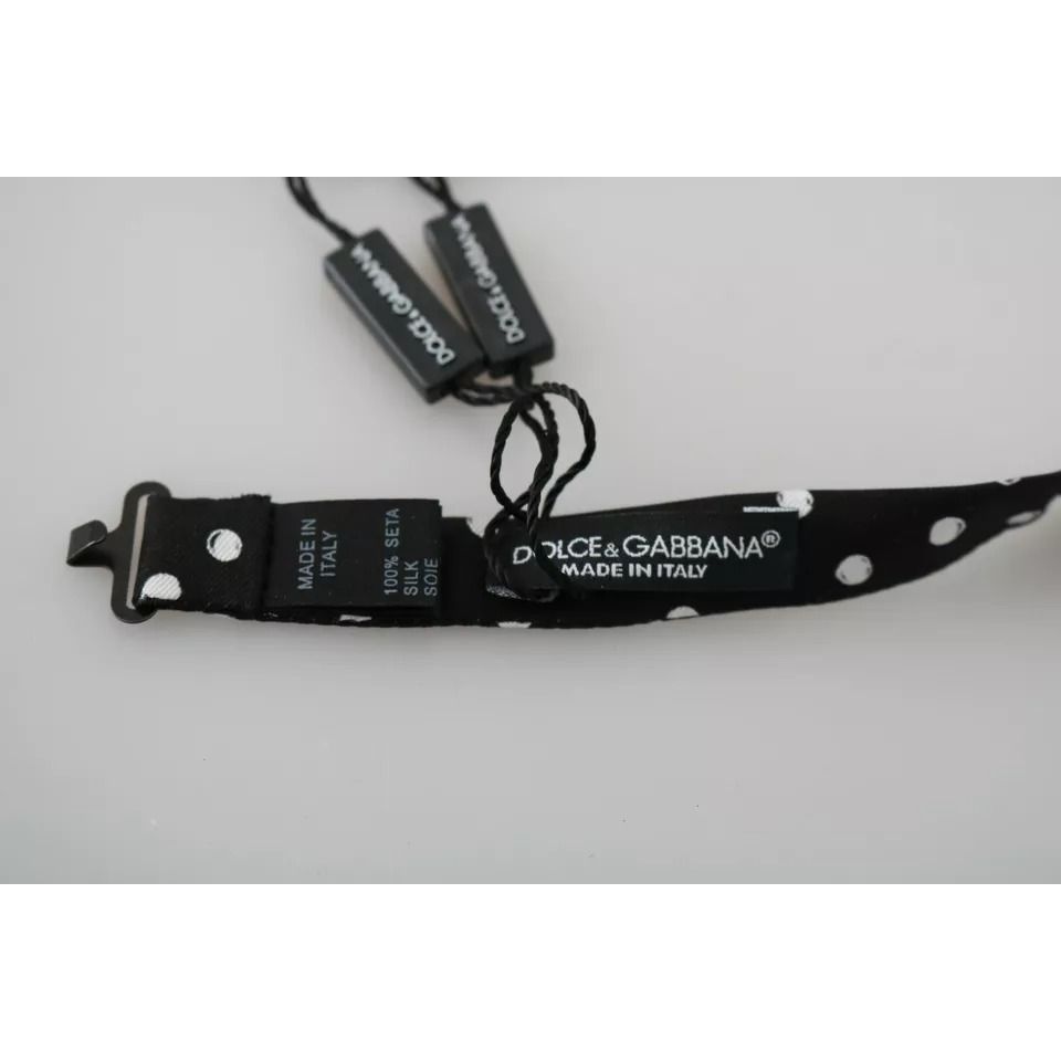 Dolce & Gabbana Black Polka Dots Adjustable Neck Bow Tie