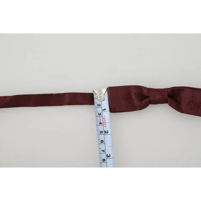 Dolce & Gabbana Bordeaux Silk Floral Faille Adjustable Bow Tie