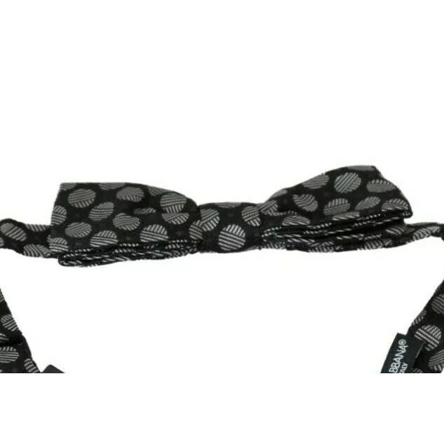 Dolce & Gabbana Black Silk Circles Men Necktie Bow Tie