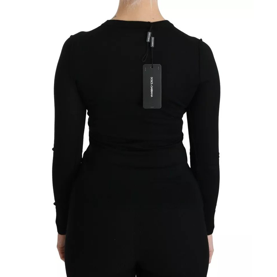 Dolce & Gabbana Black Virgin Wool Long Sleeve Top Blouse Top
