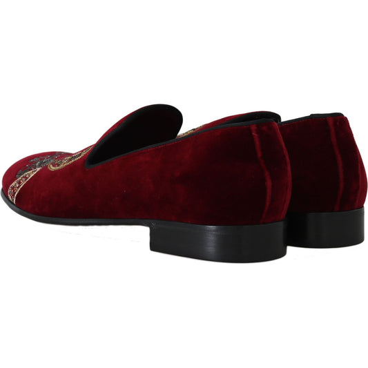Bordeaux Velvet Sequined Men's Loafers