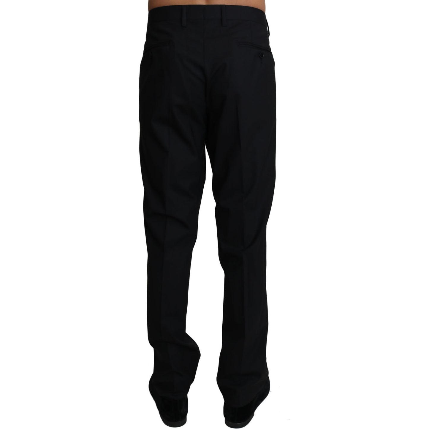 Elegant Black Formal Wool Blend Trousers