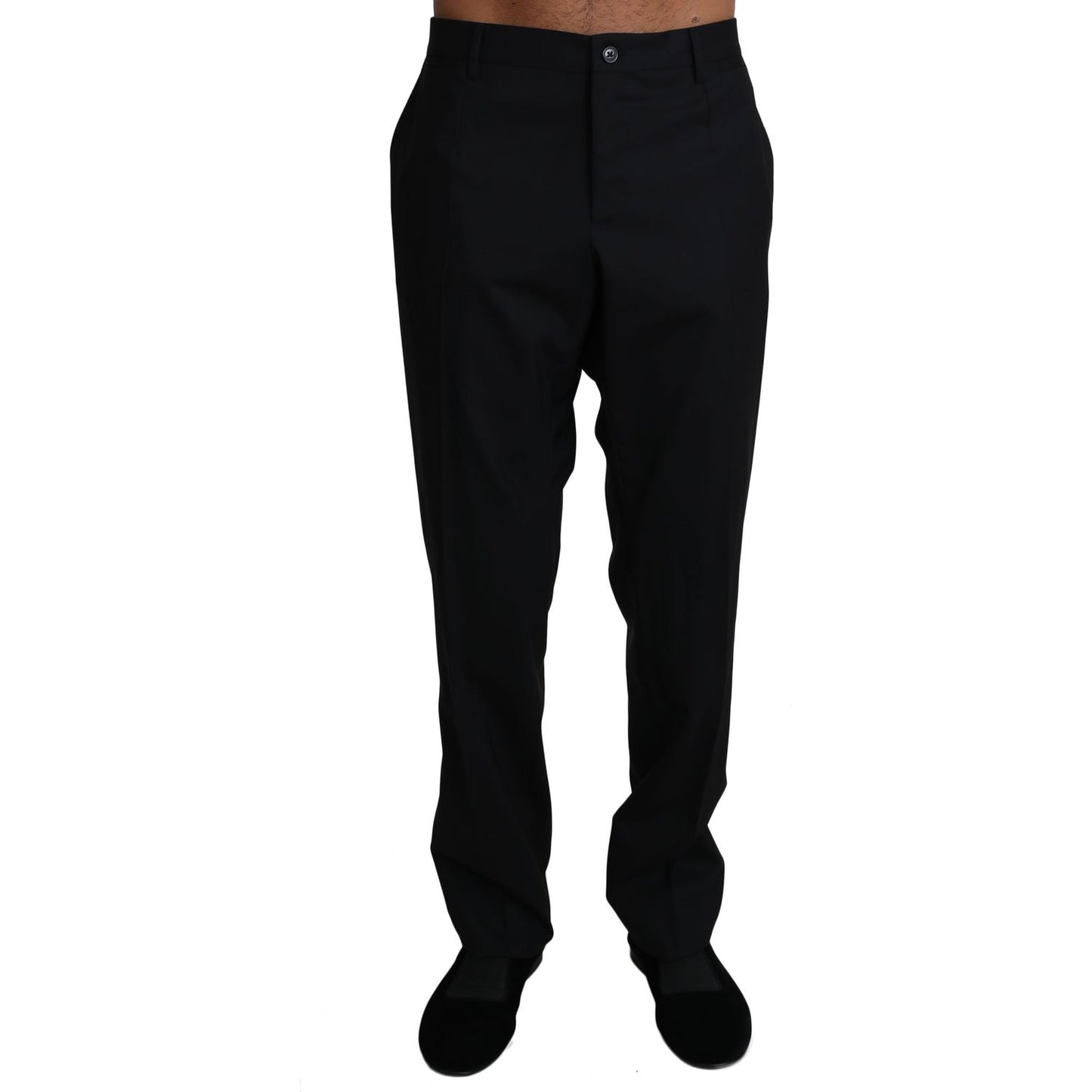 Elegant Black Formal Wool Blend Trousers