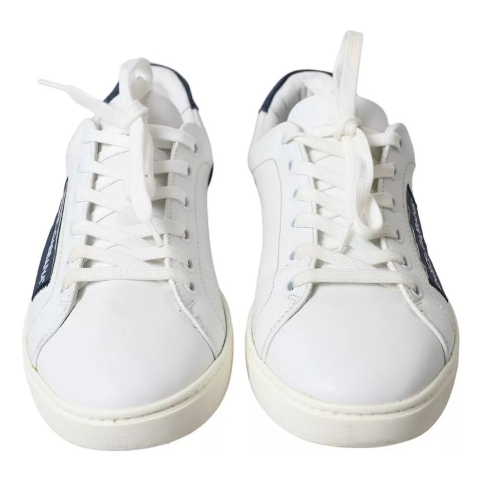 White Black Leather Low Top Sneakers Portofino Shoes