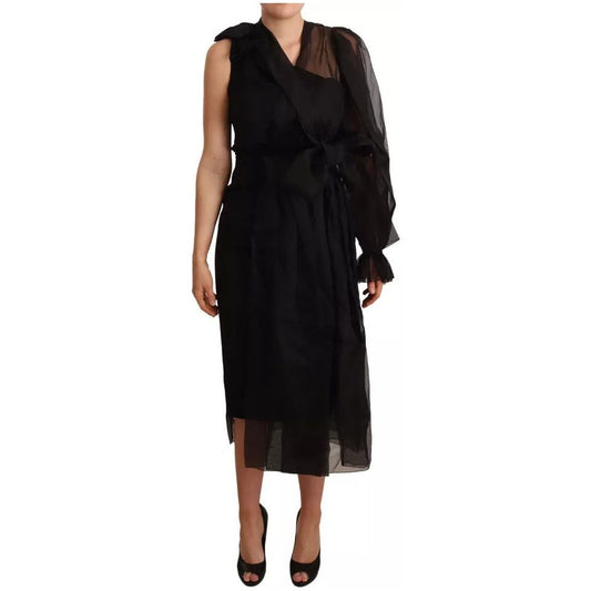 Dolce & Gabbana Black Mesh Crystal Long Sleeves Dress black-mesh-crystal-long-sleeves-dress