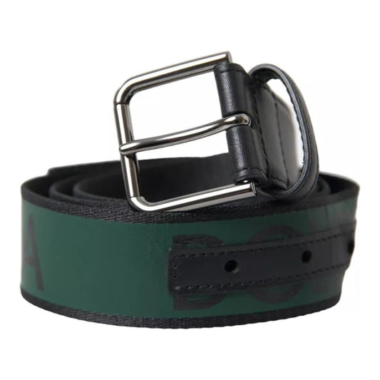 Dolce & Gabbana Black Green Leather Silver Metal Buckle Belt black-green-leather-silver-metal-buckle-belt
