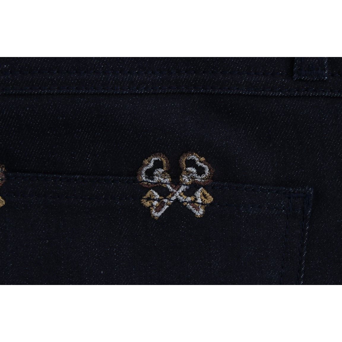 Elegant Embroidered Slim Fit Denim Jeans