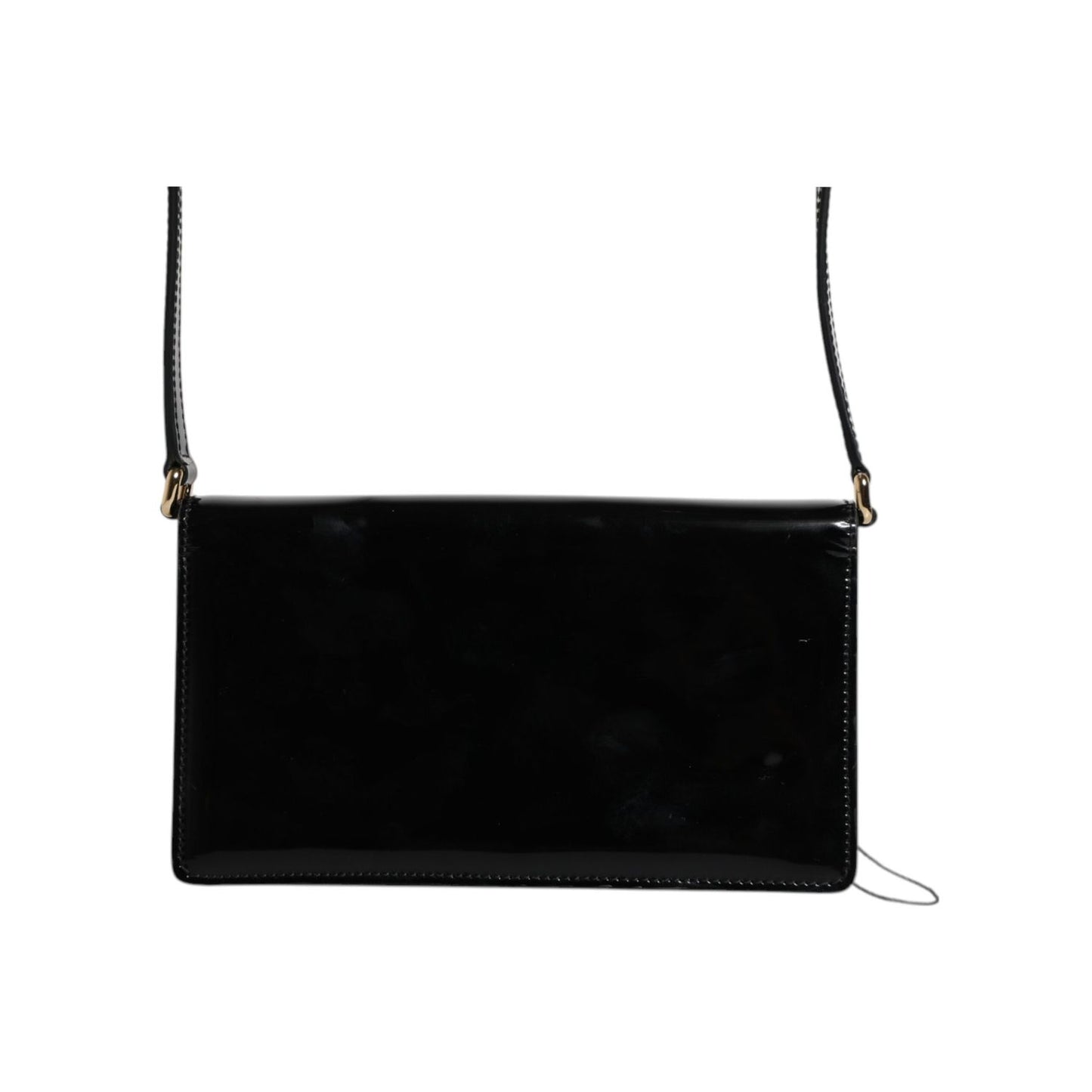 Dolce & Gabbana Black Patent Leather Logo Plaque Crossbody Bag