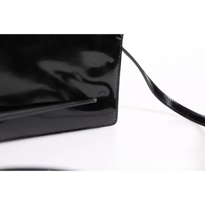 Dolce & Gabbana Black Patent Leather Logo Plaque Crossbody Bag