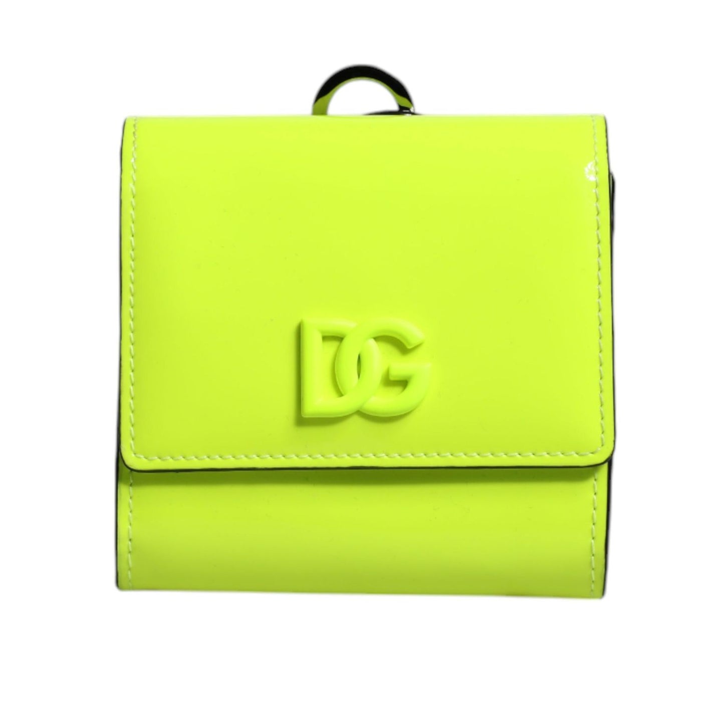 Dolce & Gabbana Yellow Green Bifold DG Logo Neck Strap Cardholder Wallet