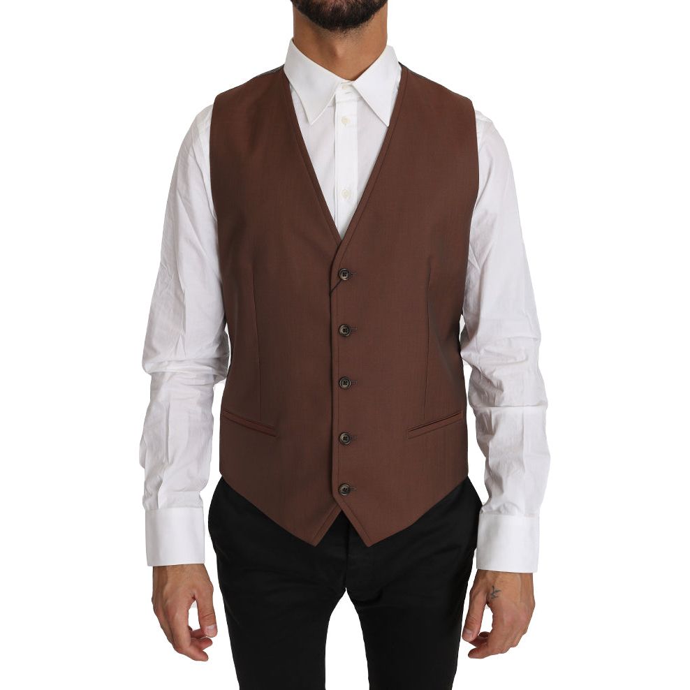 Sleek Bronze & Gray Formal Vest Slim Fit