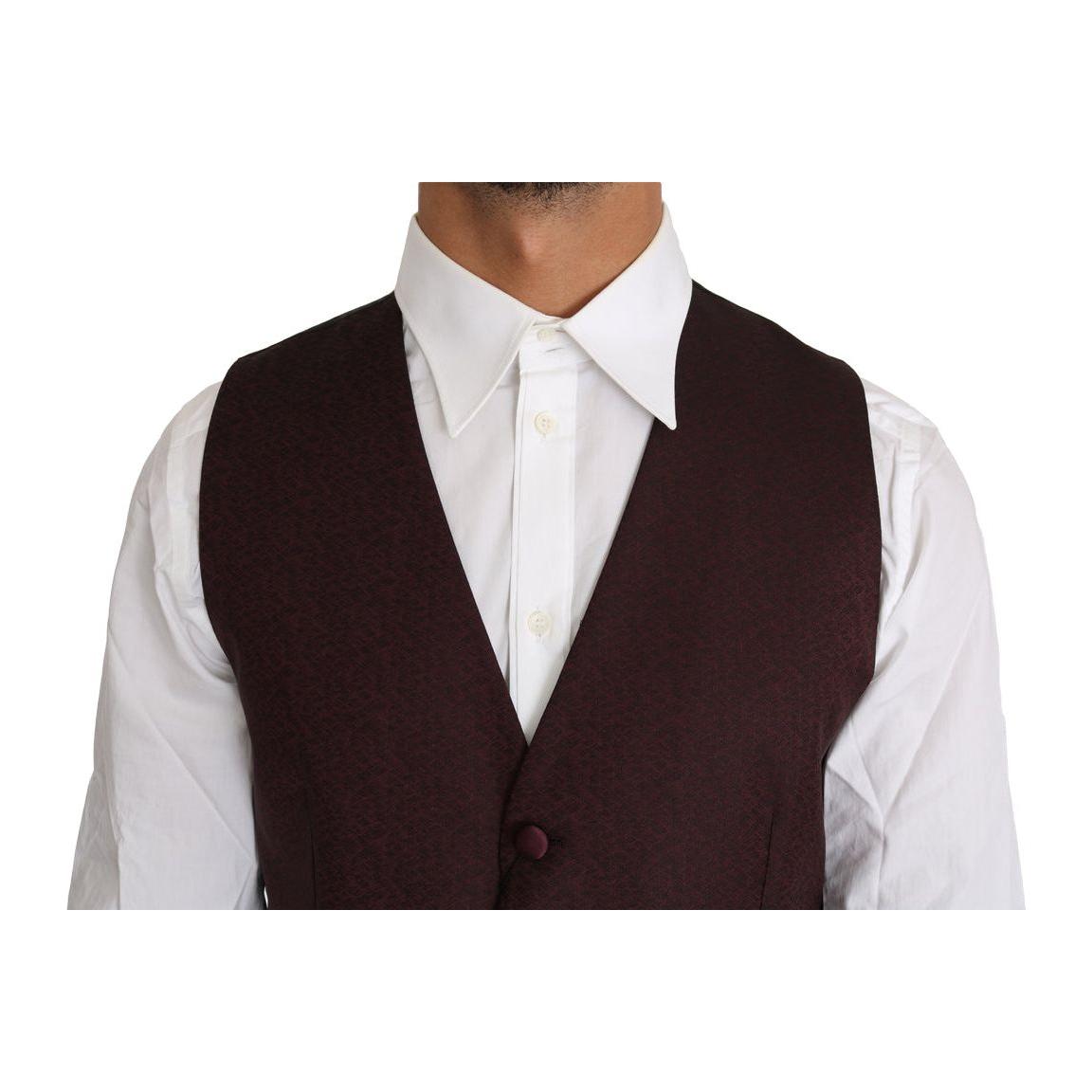 Dolce & Gabbana Purple Pattern Wool Silk Waistcoat Vest