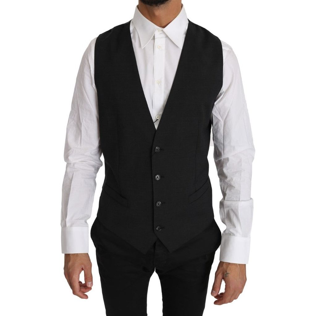 Elegant Slim Fit Gray Wool Vest