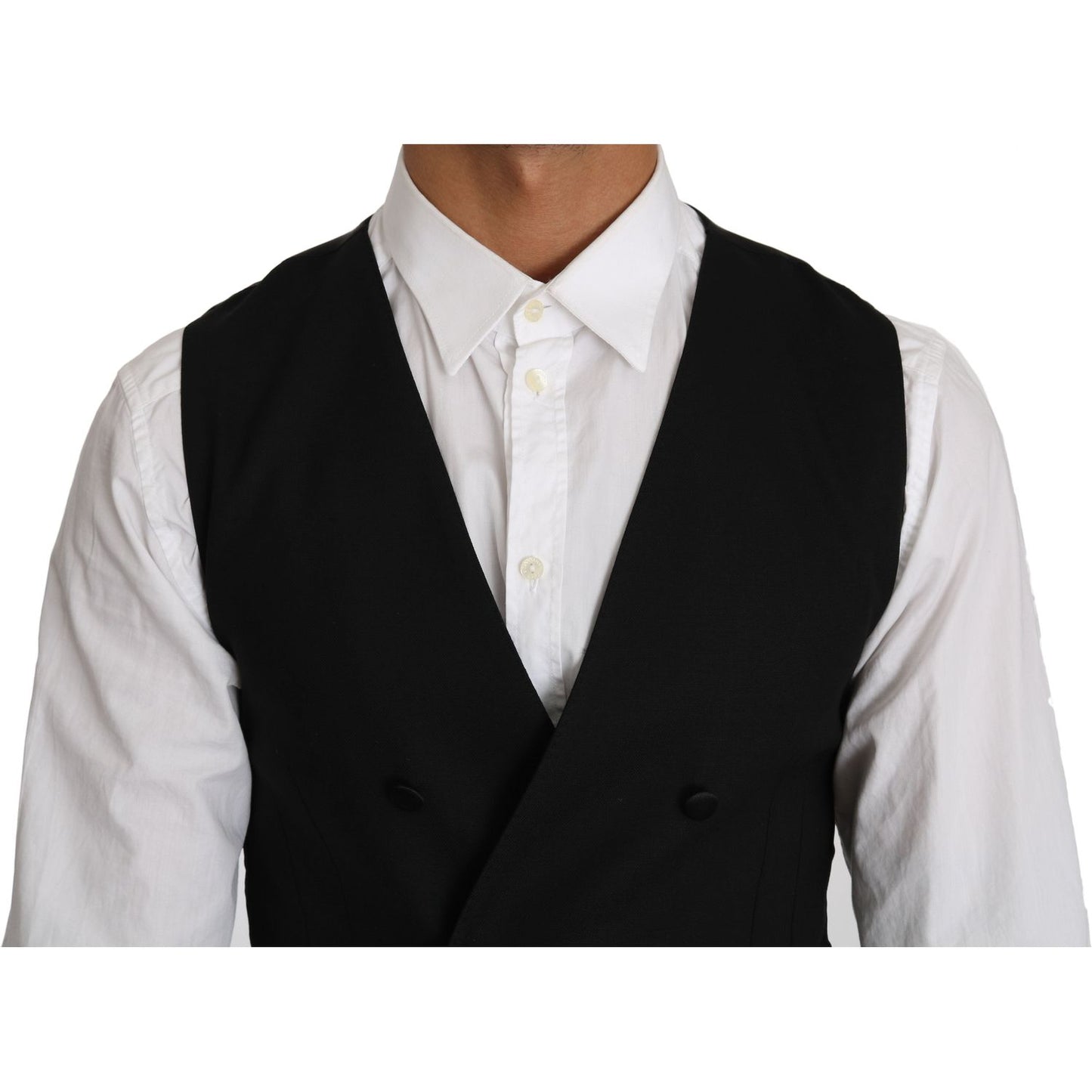 Dolce & Gabbana Gray Wool Double Breasted Waistcoat Vest