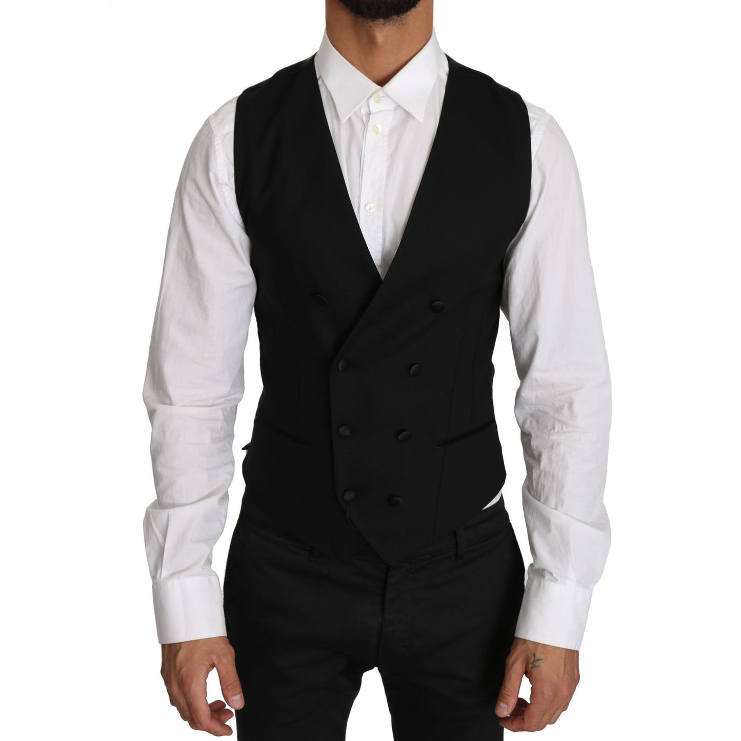 Sleek Double Breasted Slim Fit Wool Vest