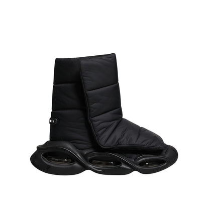 Dolce & Gabbana Black Slip On Wave Quilted Sneakers Shoes