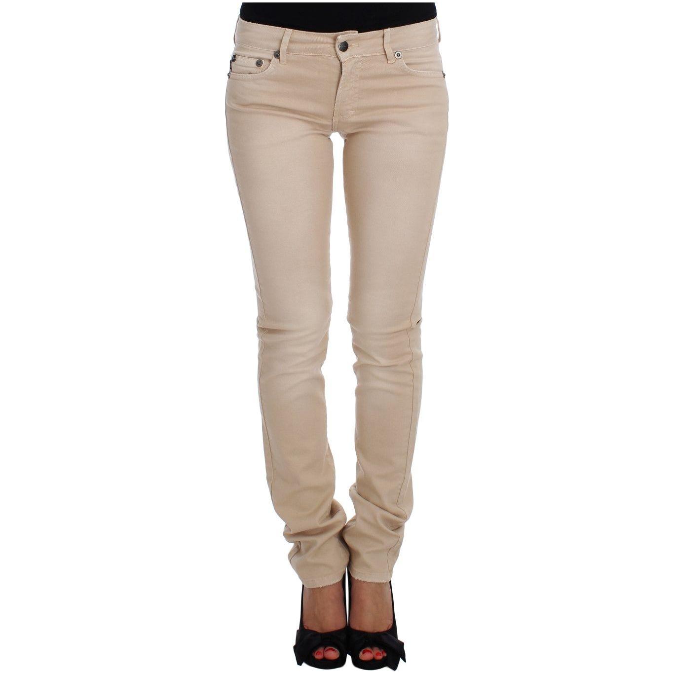 Cavalli Beige Wash Slim Fit Cotton Stretch Jeans