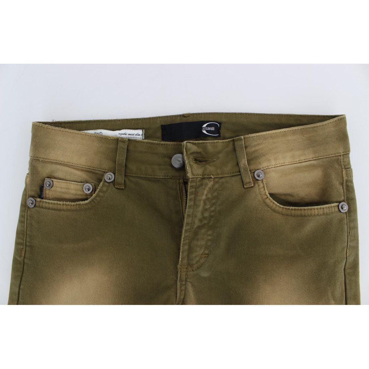 Cavalli | Green Slim Fit Cotton Stretch Jeans| McRichard Designer Brands   